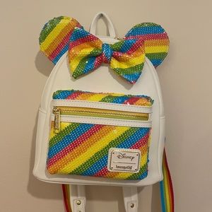 Loungefly Rainbow Sequin Minnie Mouse Mini Backpack